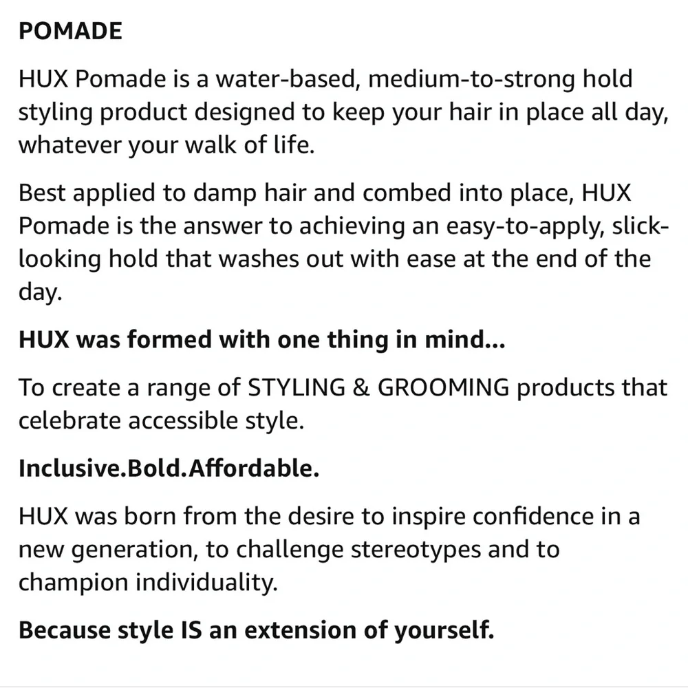 Hair Pomade, Water-based, Medium-to-Strong Styling Product